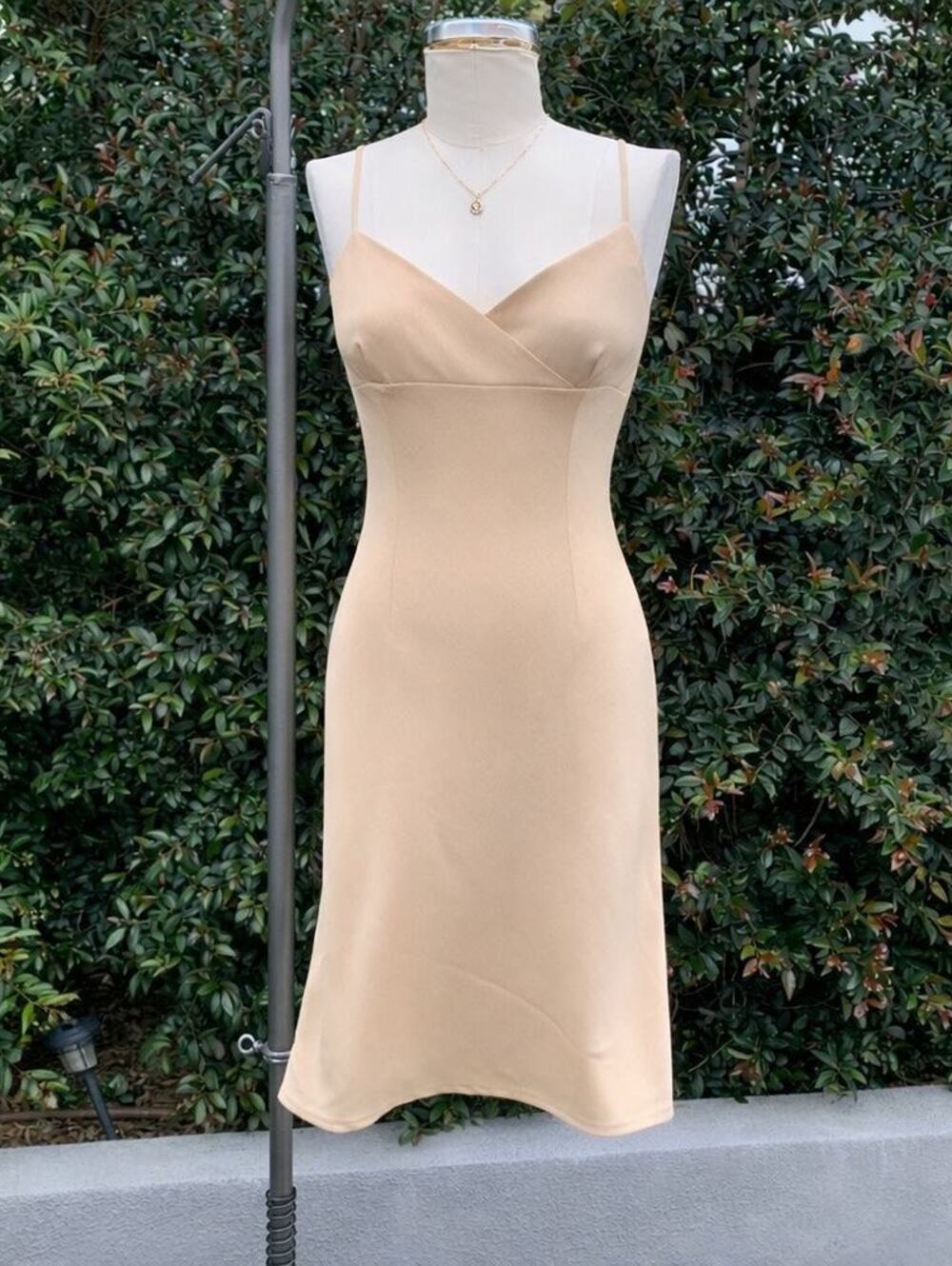 Vintage Soft Girl Fem Opera Brown Tan ZipTank Dress 90s Women Large Y2K